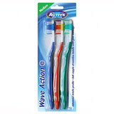 Beauty Formulas Active Oral Care, brosse à dents, Wave Action, Medium, 3 pièces