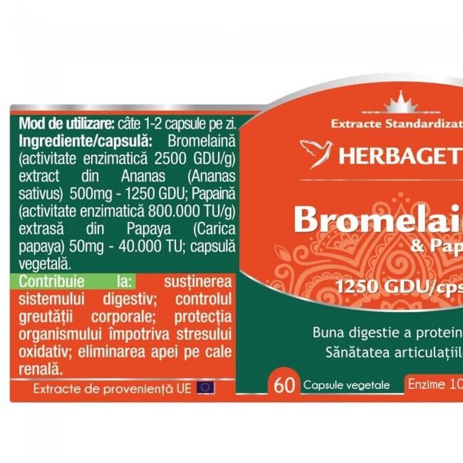 Bromelain and Papain, 60 capsules, Herbagetica