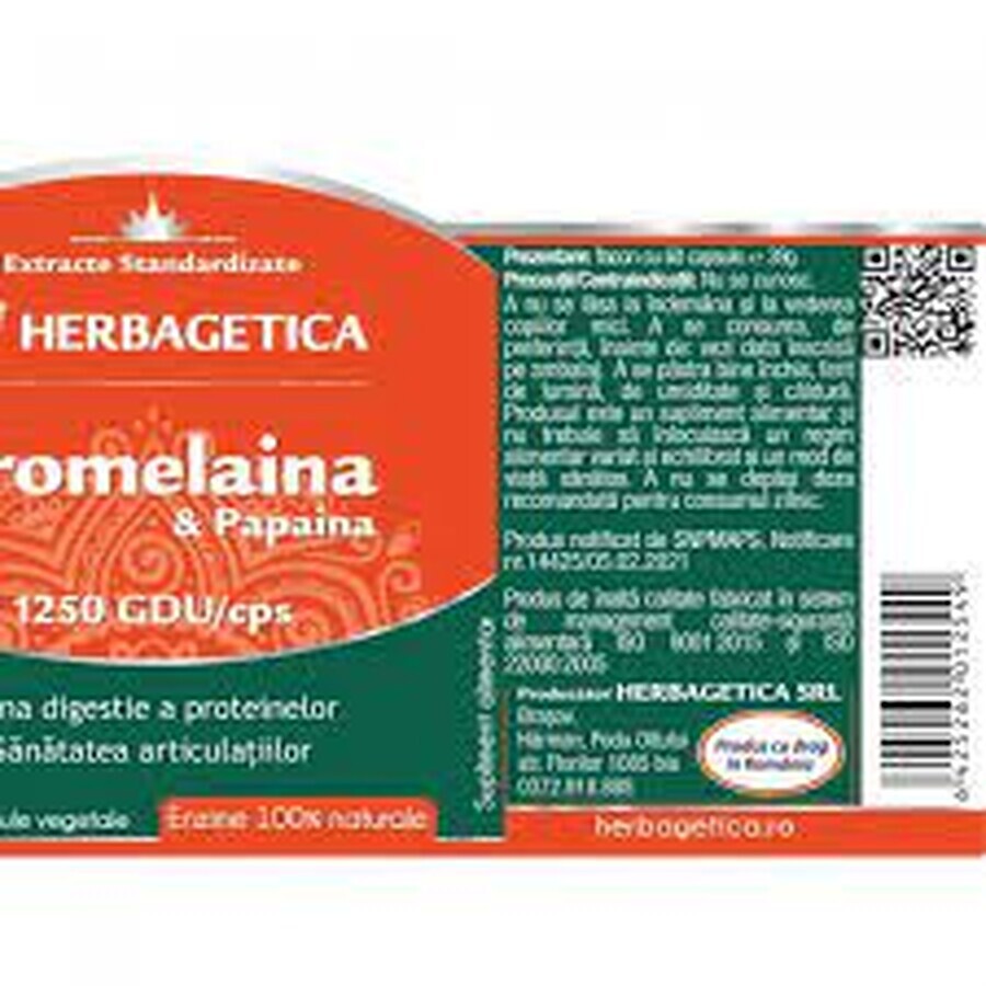 Bromelain and Papain, 60 capsules, Herbagetica