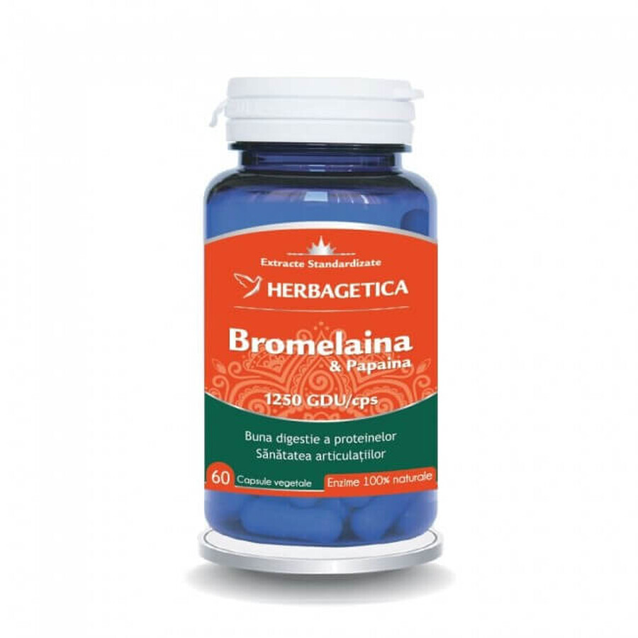 Bromelain and Papain, 60 capsules, Herbagetica