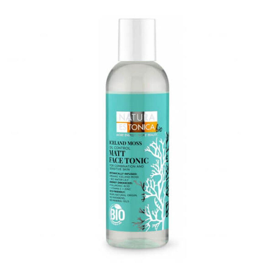 Natura Estonica Bio, tonique matifiant à la mousse d'Islande pour les peaux mixtes et sensibles, 200 ml