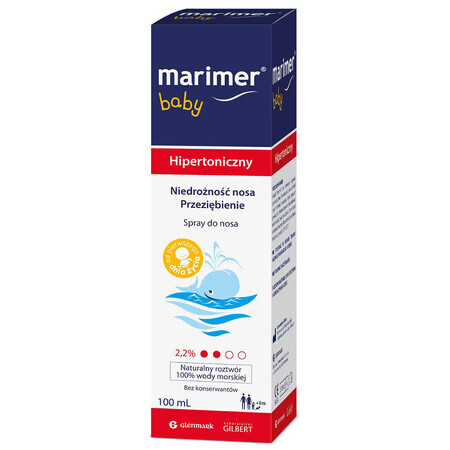 Marimer Baby, eau de mer hypertonique, spray nasal, dès la naissance, 100 ml