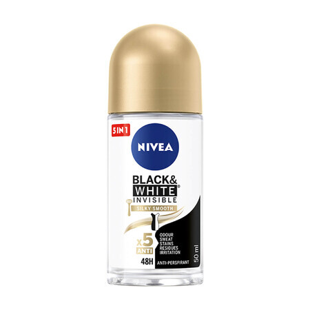 Nivea, roll-on anti-transpiration, Invisible Black & White, Silky Smooth, 50 ml