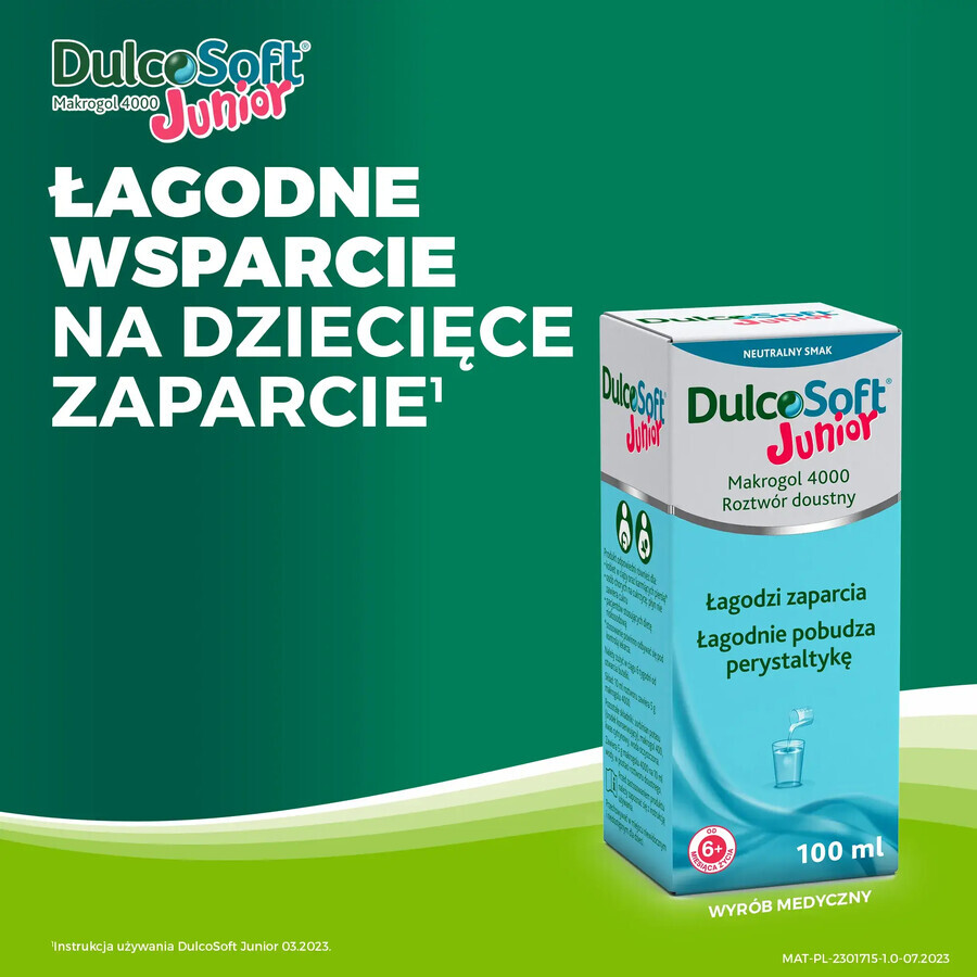 DulcoSoft Junior, solution orale pour les enfants à partir de 6 mois, 100 ml