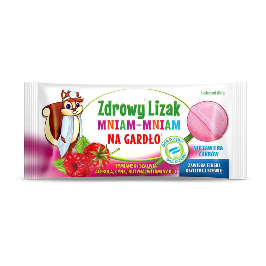 Acadea sănătoasă Yummy Yummy Yummy Lollipop, aromă de zmeură, 4 + 1 bucată