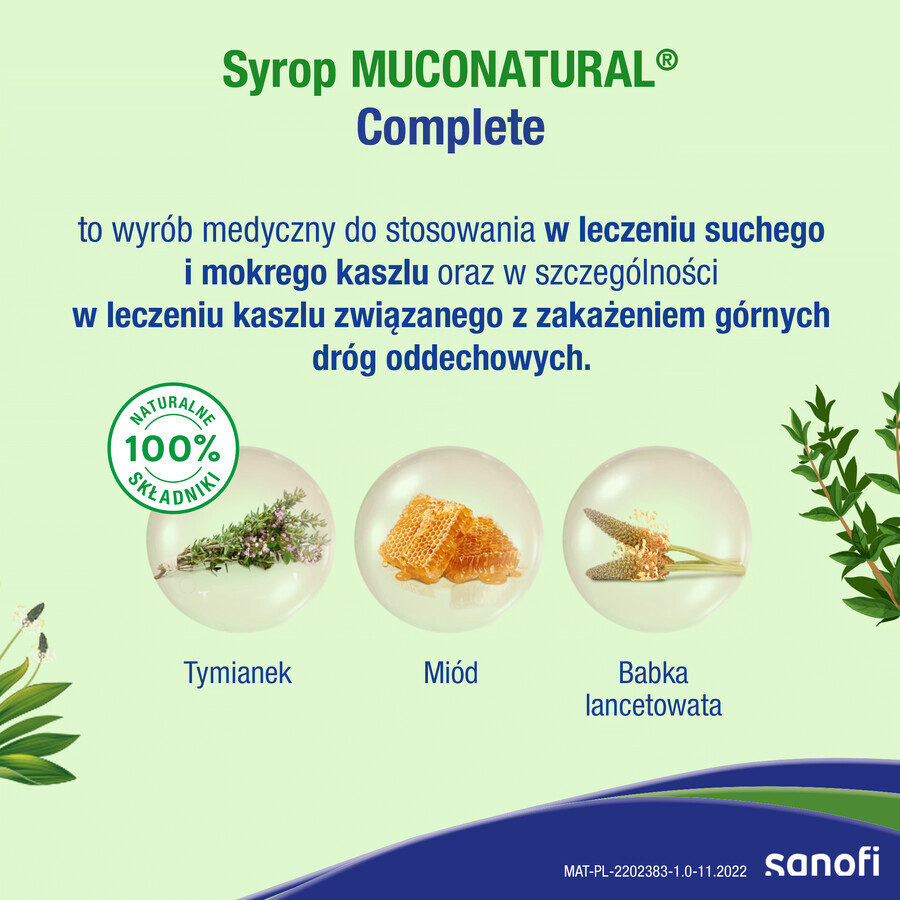 Muconatural Complet, sirop pour enfants à partir de 1 an et adultes, 128 g