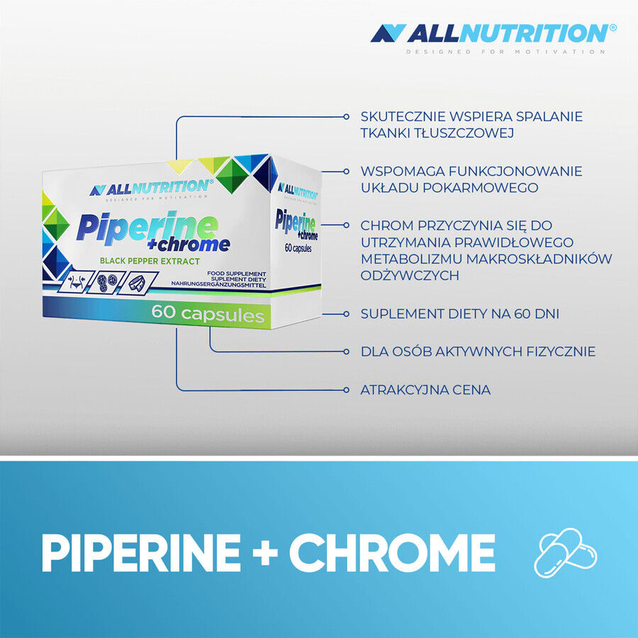 Allnutrition Pipérine + Chrome, 60 gélules