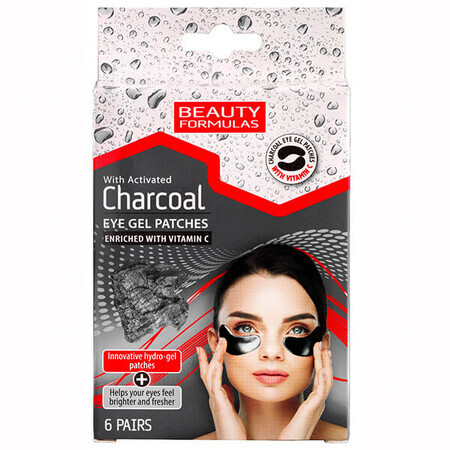 Beauty Formulas, patchs en gel pour les yeux avec charbon actif, 12 pcs