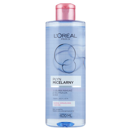 L'Oreal, Loțiune micelară, piele sensibilă și uscată, 400 ml