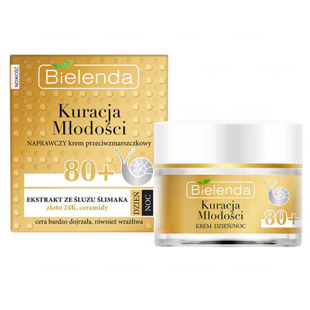 Bielenda Youth Treatment, crème réparatrice anti-rides 80 +, jour et nuit, 50 ml PACKAGE CONTAMINÉ