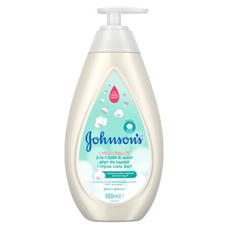 Johnson's Baby Cotton Touch, bain et gel douche 2 en 1 dès le premier jour, 500 ml