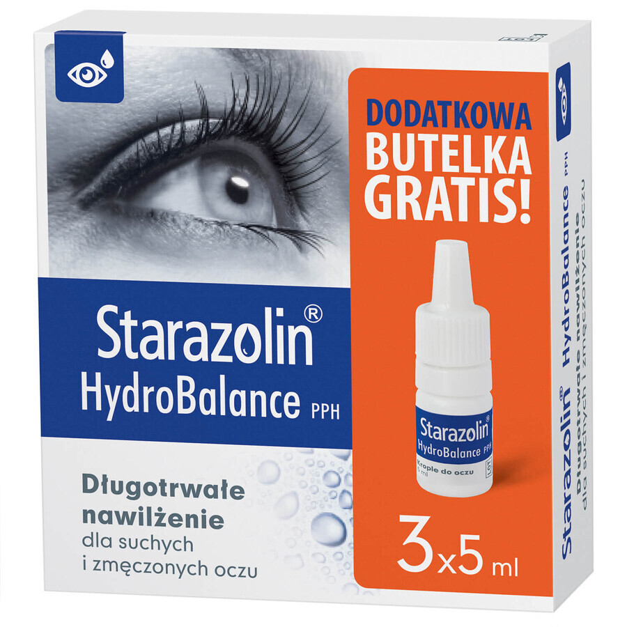 Starazolin HydroBalance PPH, picături pentru ochi, 2 x 5 ml + 5 ml gratuit