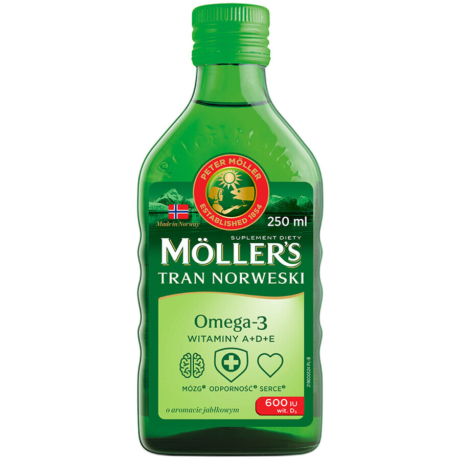 Moller's Tran Norwegian, plus de 3 ans, goût pomme, 250 ml