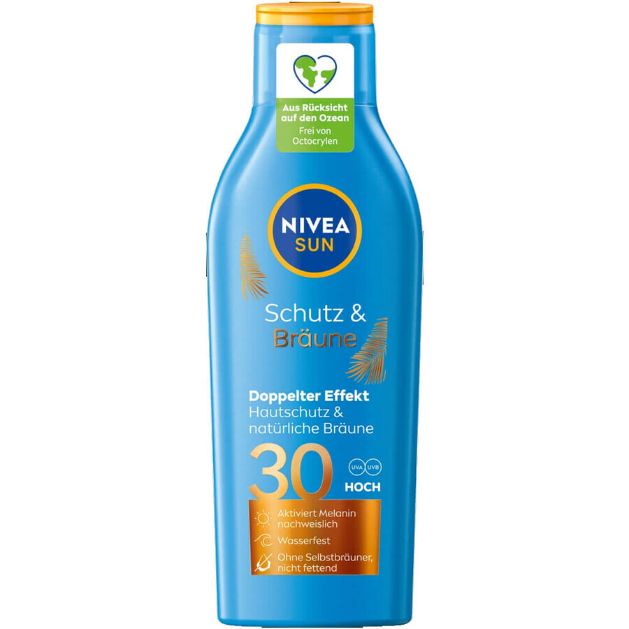 Nivea Sun Protect & Bronze, Natürliche Bräunungsaktivierende Lotion, Doppeleffekt, SPF 30, 200 ml