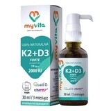 MyVita K2 + D3 Forte, vitamine K 100 µg + vitamine D 2000 UI, gouttes, 30 ml