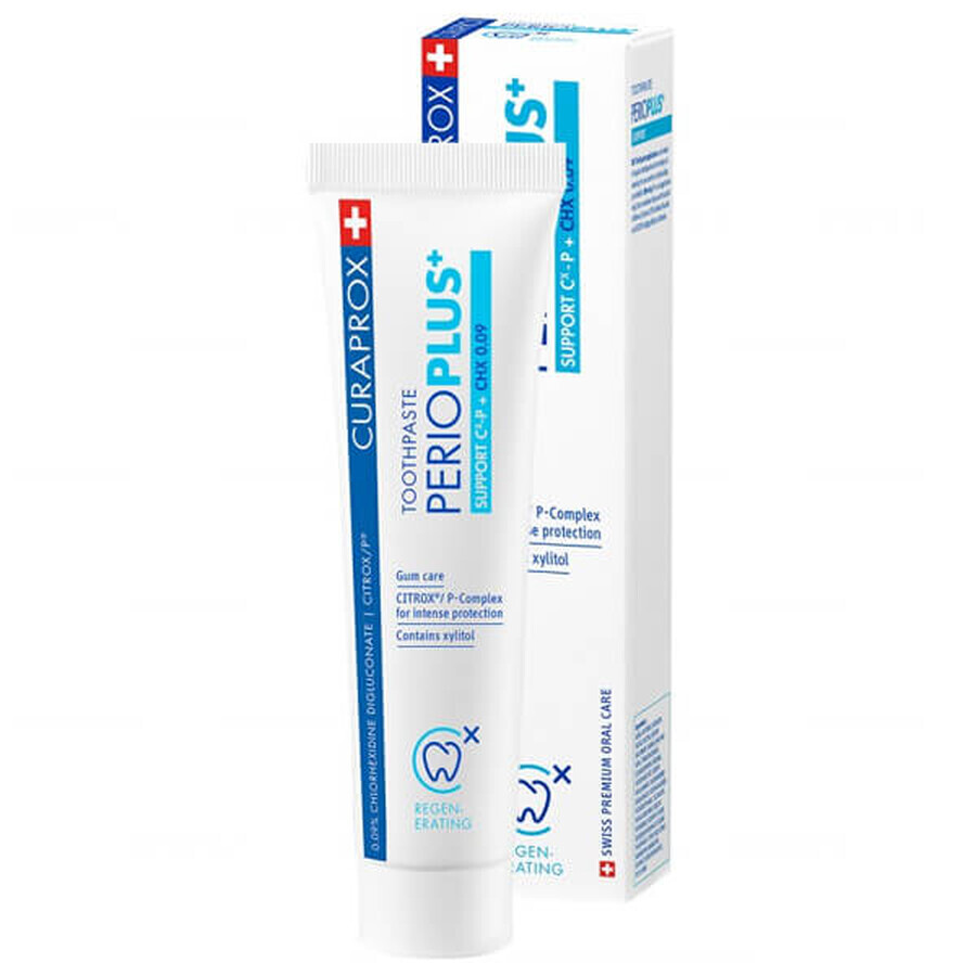 Curaprox Perio Plus+ Support, gel dentifrice avec chlorhexidine 0,09%, 75 ml