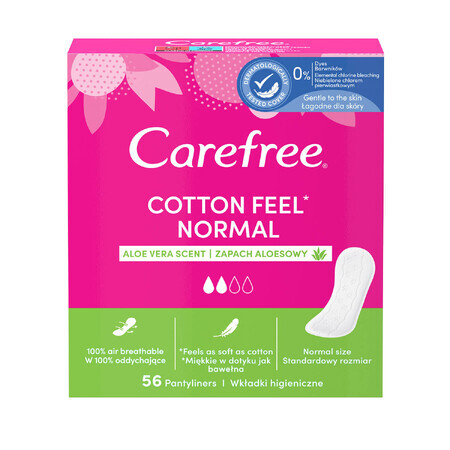 Tampoane igienice Carefree, bumbac normal, aloe, 56 buc.