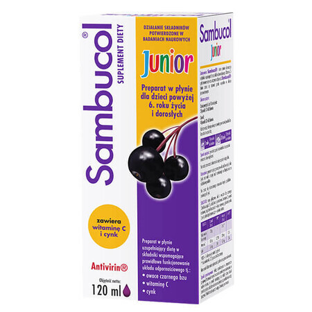 Sambucol Junior, liquide pour enfants de plus de 6 ans et adultes, 120 ml