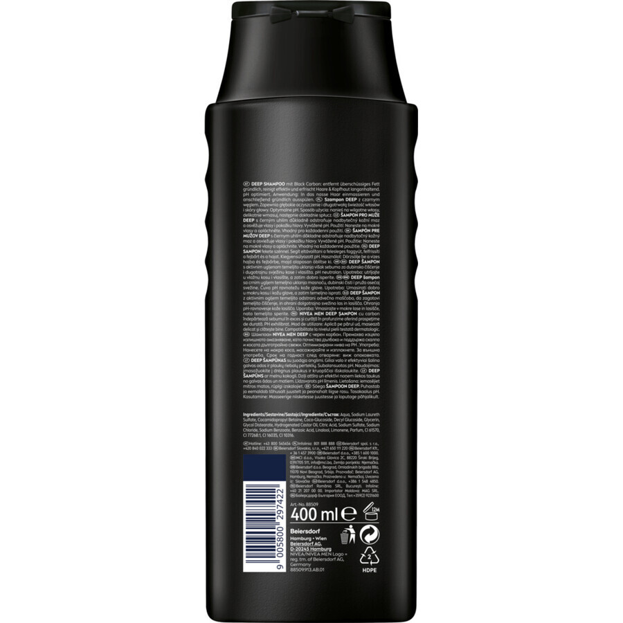 Nivea Men Deep, Shampoo for hair, 400 ml