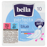 Bella Perfecta Ultra, serviettes hygiéniques Extra Douces avec ailettes, Bleu, 10 pcs