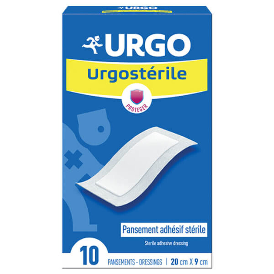 Urgo Urgosterile, pansament steril, autoadeziv, 9 cm x 20 cm, 10 bucăți