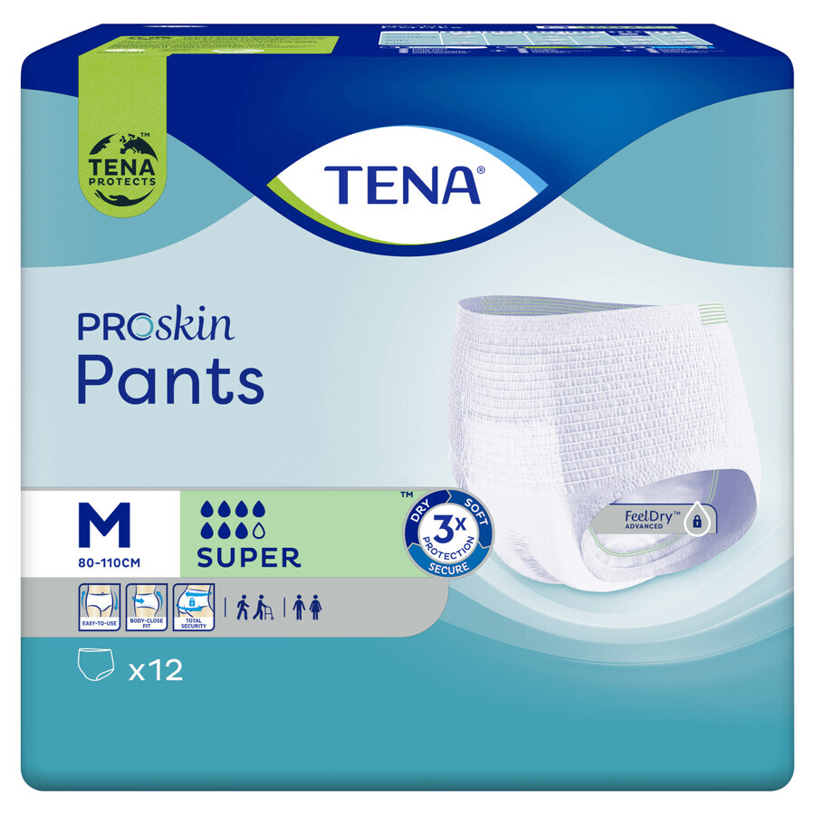 Tena Pants Proskin, slip absorbant, taille M, 80-110 cm, Super, 12 pièces