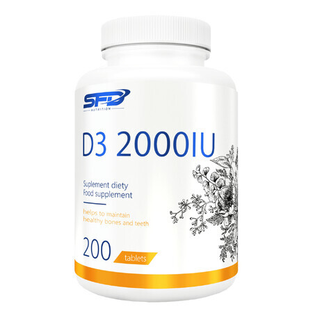 SFD D3 2000 IU, vitamin D 50 µg, 200 tablets