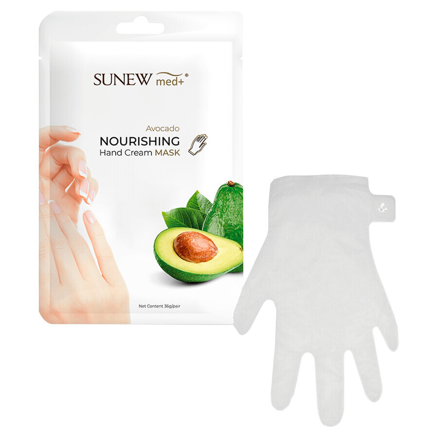 SunewMed+, masque nourrissant pour les mains, avocat, gants, 36 g