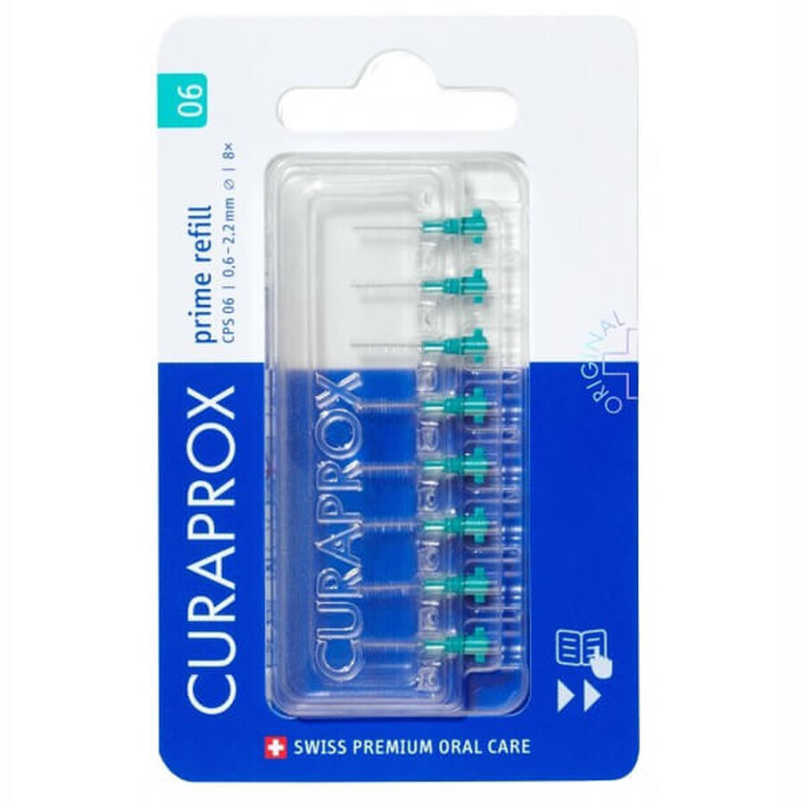 Curaprox CPS 06 Prime Nachfüllpackung, 8 Interdentalbürsten Pack - Professionelle Zahnreinigung, 8 Stk.