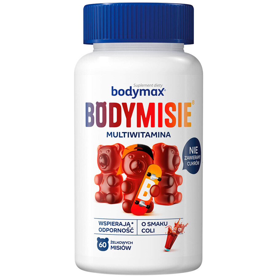 Bodymax Bodymisie, bomboane de jeleu pentru copii de la 3 ani și adulți, aromă de cola, 60 de bucăți