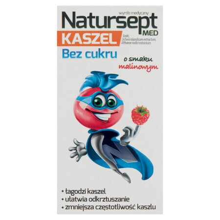 Natursept Med Toux, sucettes sans sucre, goût framboise, plus de 3 ans, 6 pièces