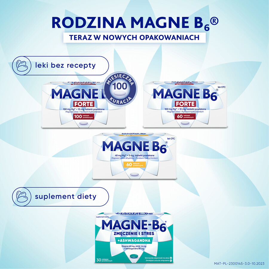 Magne-B6, Integratore Alimentare per Affaticamento e Stress, 30 Compresse