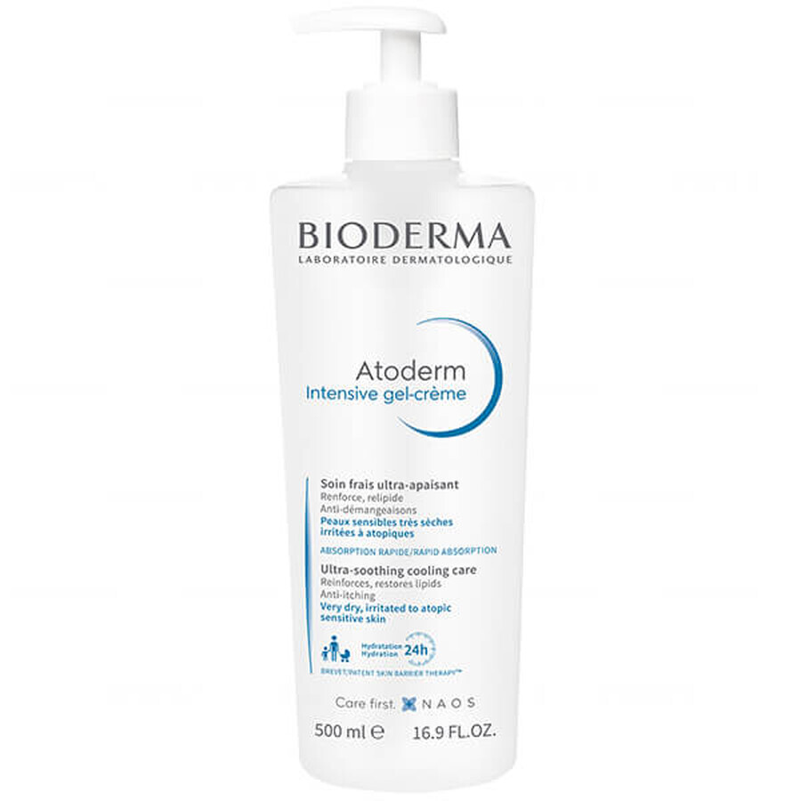 Bioderma Atoderm Intensive Gel-Creme, gel-crème anti-démangeaisons pour peaux sèches et atopiques, 500 ml