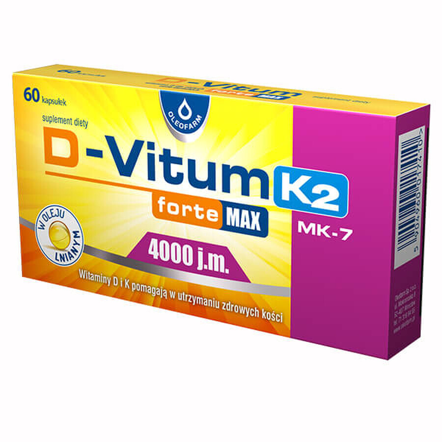 D-Vitum Forte Max 4000 IU K2 MK-7, 60 gélules