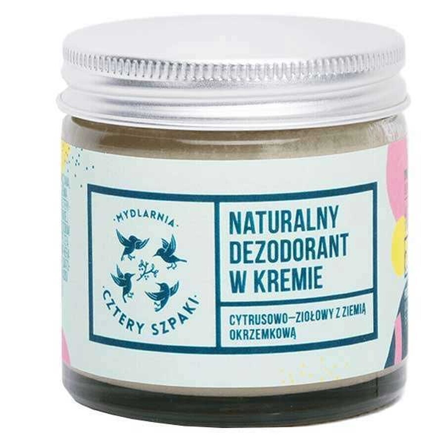 Cztery Szpaki, déodorant naturel en crème avec terre de diatomée, agrumes-herbes, 60 ml