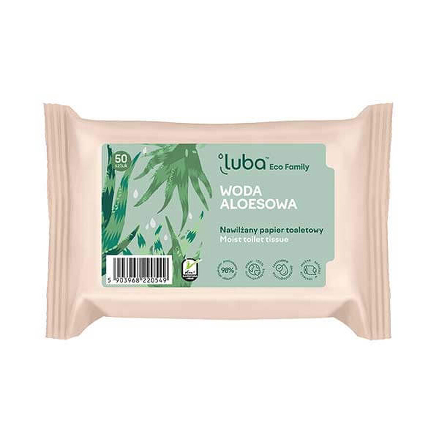 Luba Eco Family, papier hygiénique humidifié, eau d'aloe vera, 50 pièces