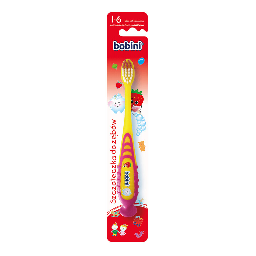 Bobini, brosse à dents pour enfants, 1-6 ans, souple, 1 pièce