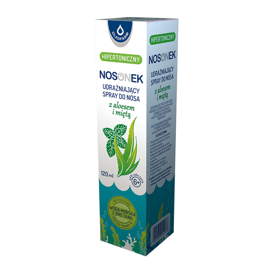 Nosonek, spray décongestionnant nasal à l'aloe vera et à la menthe, hypertonique, 120 ml