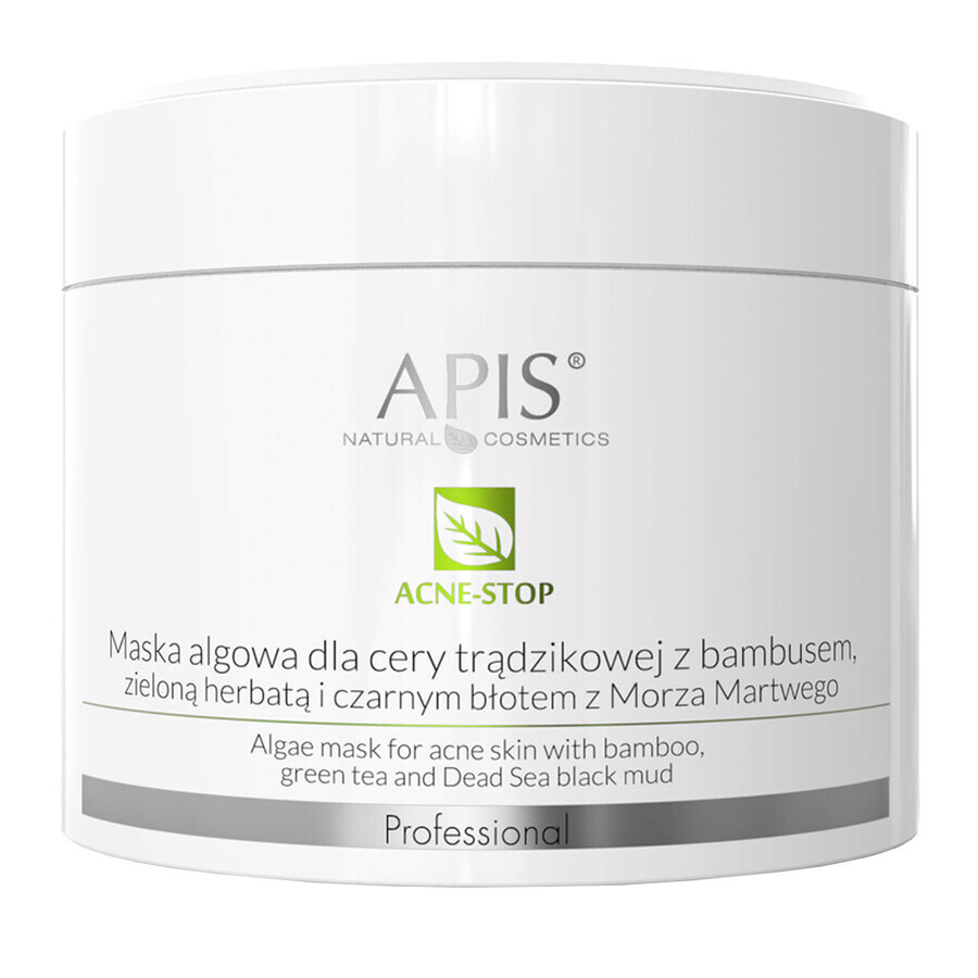 Apis Professional Acne-Stop, algae mask for acne prone skin with bamboo, green tea and black mud from the Dead Sea, 100 g