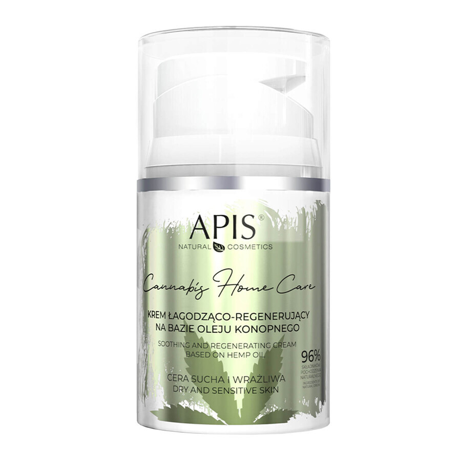 Apis Cannabis Home Care, crema calmante y regeneradora a base de aceite de cáñamo, piel seca y sensible, 50 ml