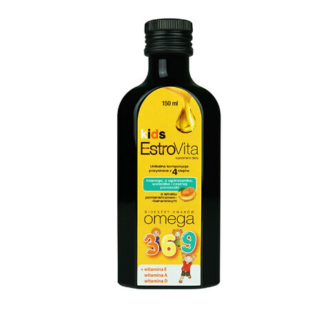 EstroVita Kids, esters d'acides oméga 3-6-9, saveur orange et banane, 150 ml