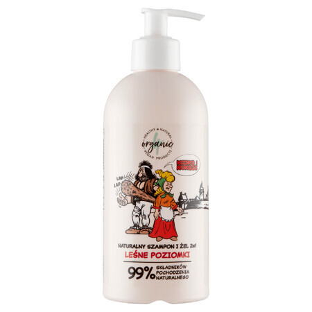 4organic Shampoo e Gel Doccia 2in1 Fragola di Bosco, 350ml.