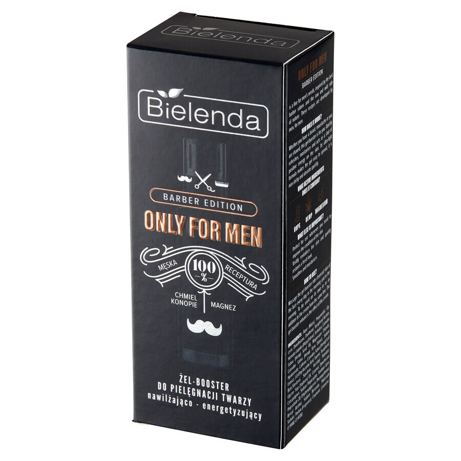 Bielenda Only For Men Barber Edition, gel hydratant et énergisant pour le visage, 30 ml