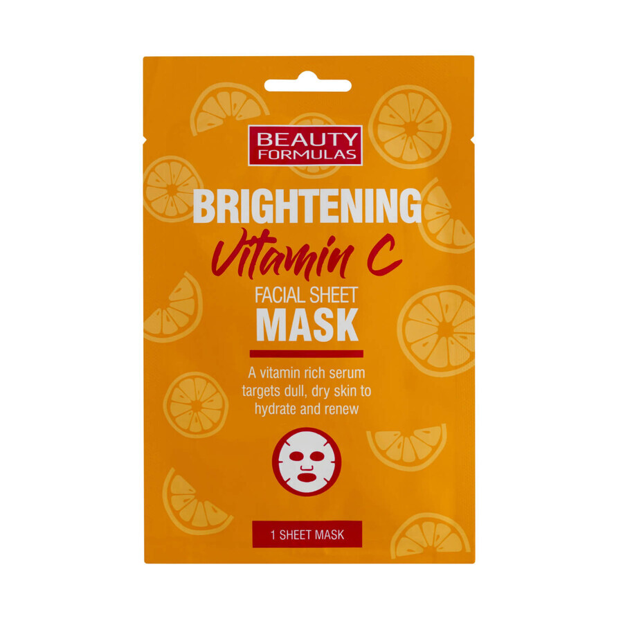 Beauty Formulas Brightening Vitamin C, Vitamin C Fabric Brightening Mask, 1 Pc