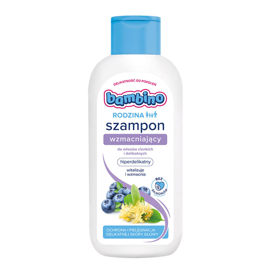 Bambino Family, Shampoo rinforzante per capelli fini e sottili, iper-delicati, da 3 anni, 400 ml