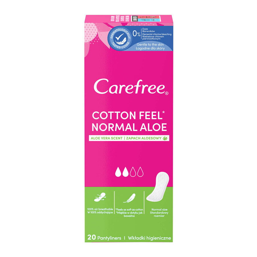 Carefree Cotton Feel Normal Aloe serviettes hygiéniques, parfum aloès, 20 pcs