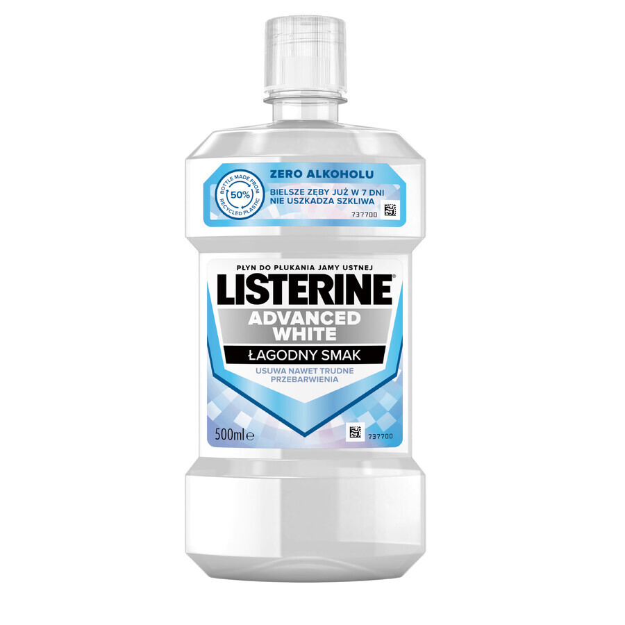 Listerine Advanced White, mouthwash, mild flavor, 500 ml