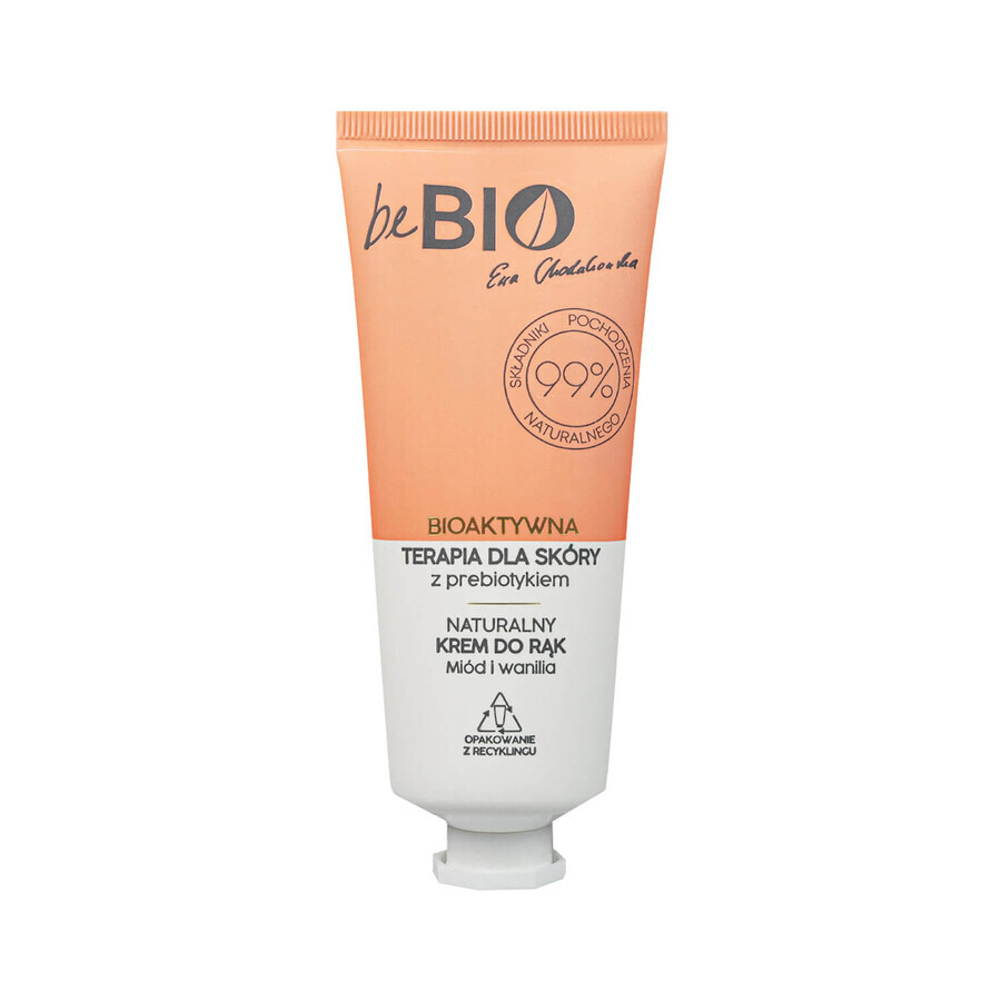 beBIO Ewa Chodakowska, crème naturelle pour les mains, thérapie bioactive de la peau avec prébiotique, miel et vanille, 50 ml