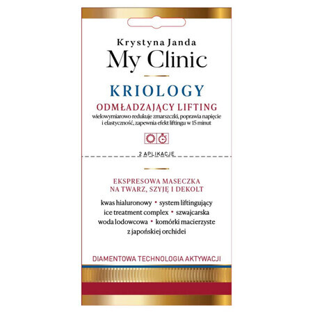 Janda My Clinic Kriology, expressmasker voor gezicht, hals, decolleté, verjongende lifting, 2 x 4 ml