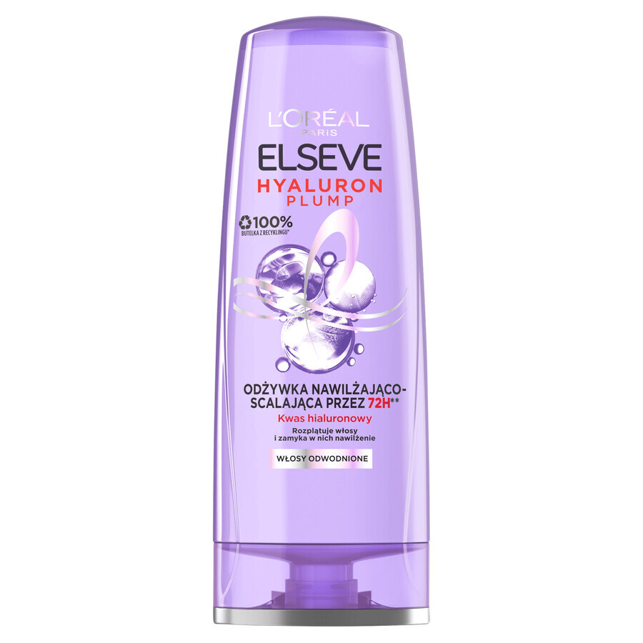 L&#39;Oreal Elseve Hyaluron Plump, après-shampooing hydratant et détartrant pour cheveux déshydratés, 200 ml